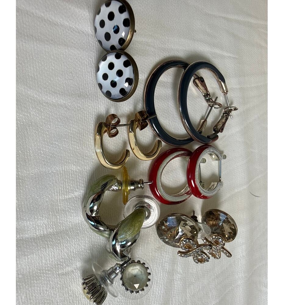 Vintage Earrings Hoops, Huggies, Studs & Drops Multi-Color Dainty 7 Pair Bulk